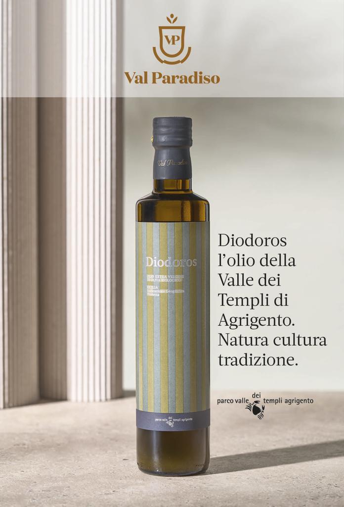 Acquista Diodoros, l'olio extravergine biologico della Valle dei Templi. Nella bottiglia in vetro.