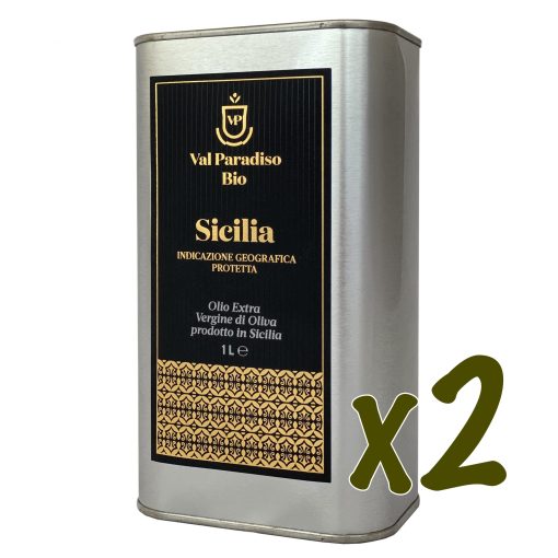Olio extravergine di oliva biologico IGP, siciliano, Val Paradiso nella latta da 1 litro