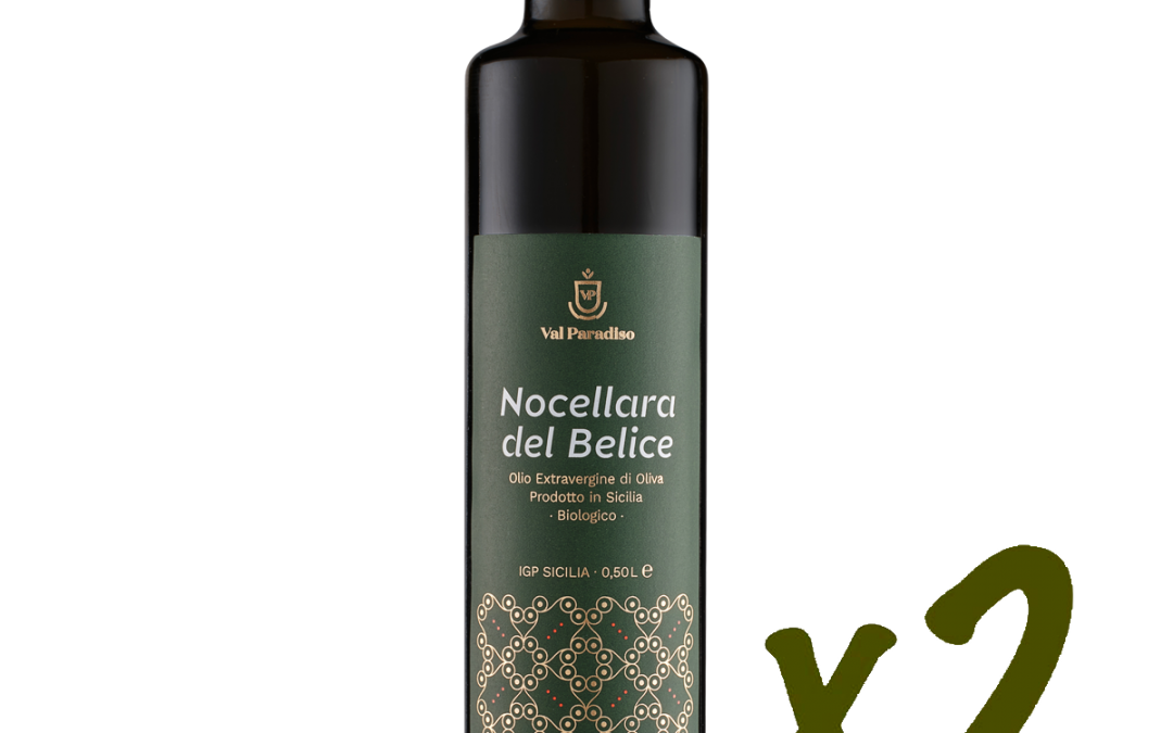 Monovarietale “Nocellara del Belice” – Olio Extravergine di oliva Biologico IGP SICILIA – 1 litro (2 bottiglie da 0,50 litri)