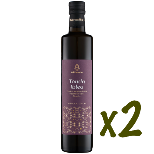 Vendita olio di oliva extravergine Biologico IGP di Sicilia - Monovarietale "Tonda Iblea" - 2 BOTTIGLIE da 0,50 LITRI